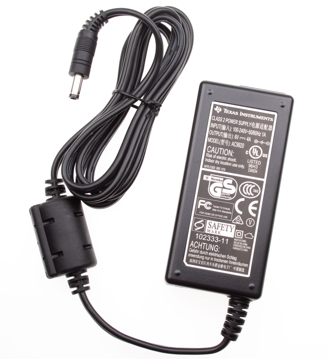 TI-XX AC9200 - Netzadapter für TI83/84/89/92 VSH ohne Kaltgerätekabel - Texas Instruments