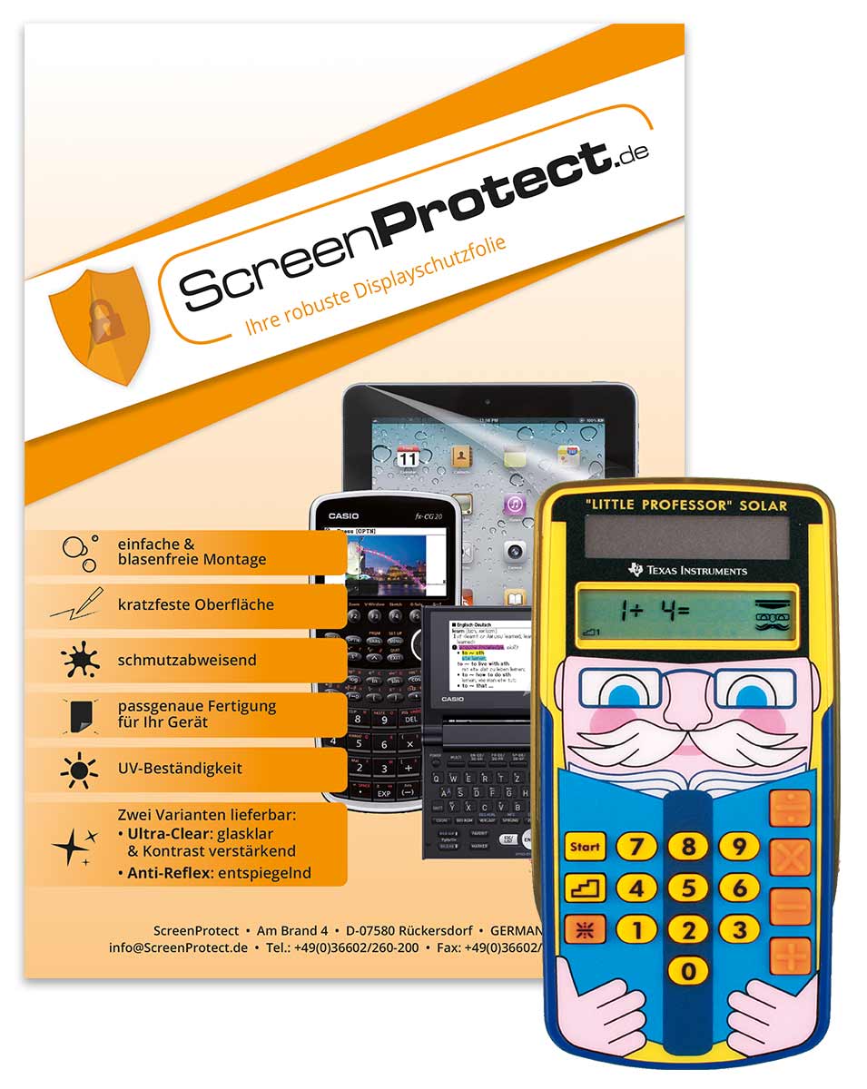 ScreenProtect Displayschutzfolie UltraClear für TI-Little Professor (Folie+Microfasertuch)