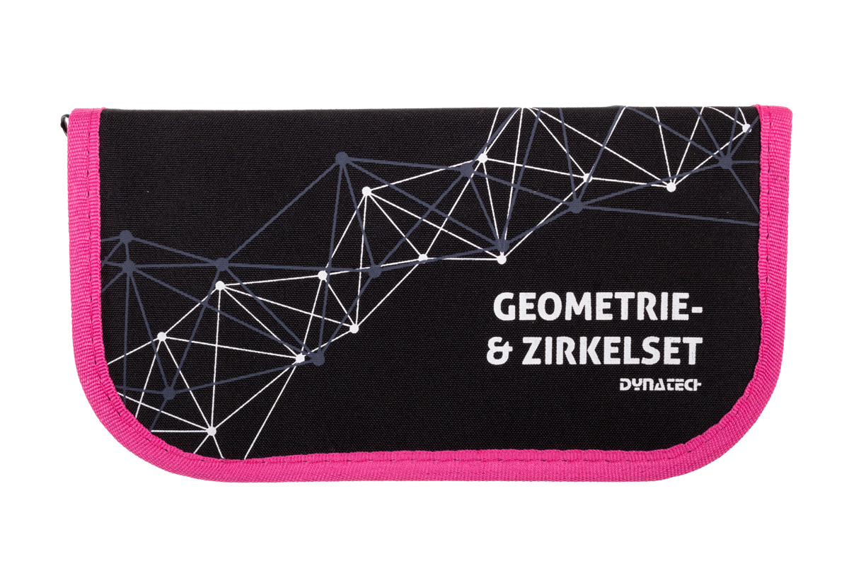 DynaTech Geometrie- und Zirkelset (13-teilig) Etui mit Reißverschluss in pink