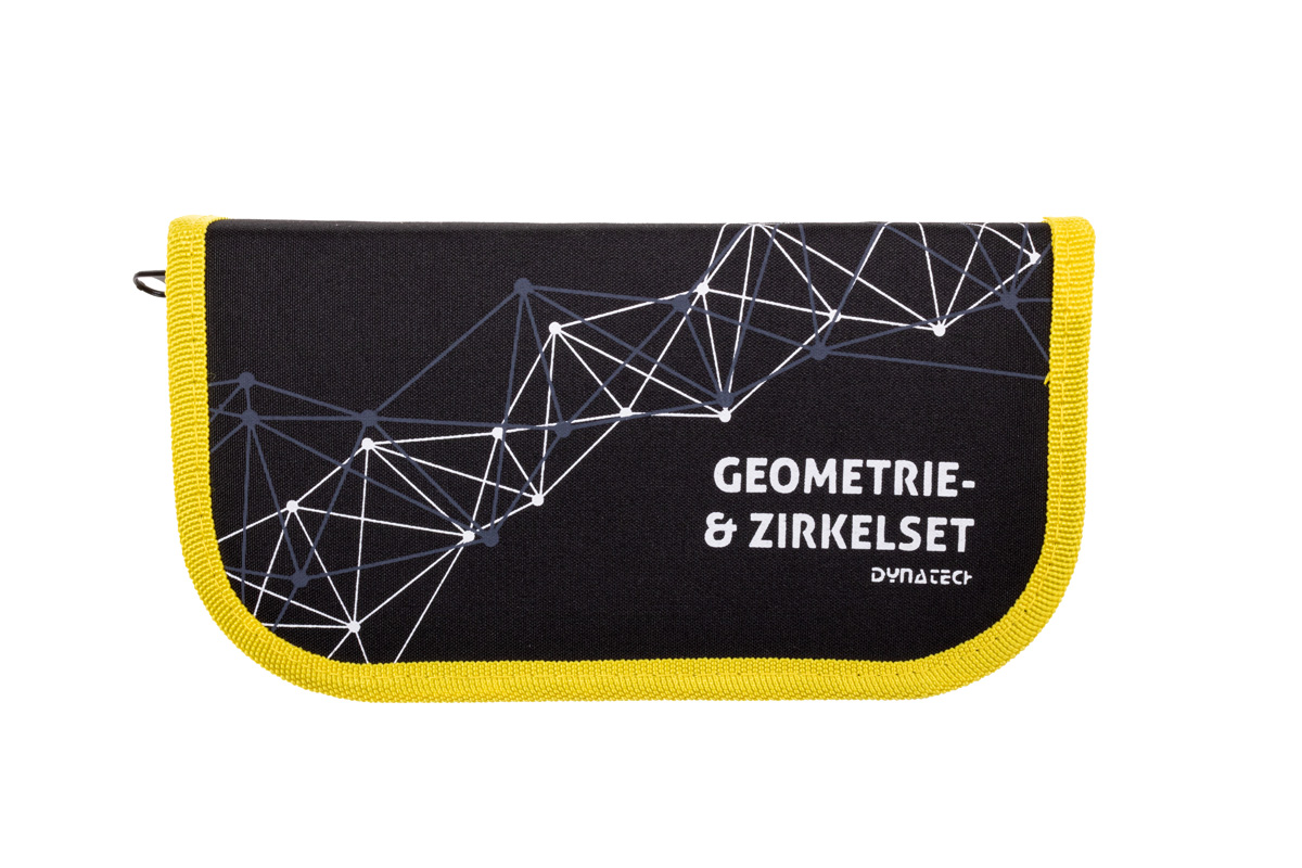 DynaTech Geometrie- und Zirkelset (13-teilig) Etui mit Reißverschluss in gelb